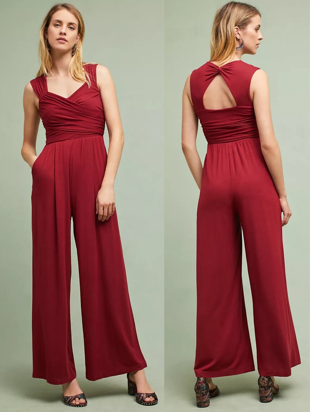 🍷 Moulinette Soeurs Molly Jumpsuit in Wine color, Petite L